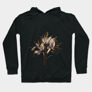 Elegant Golden Lily Flower on Black Background No. 943 Hoodie